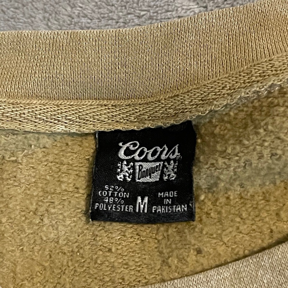 Coors‎ Banquet Beer Cowboy Graphic Sweatshirt Mens Medium Tan Sun Wash Crewneck - Picture 5 of 9